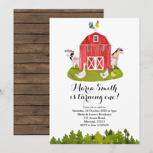 Farm GIrl Birthday Invitation (Front/Back)