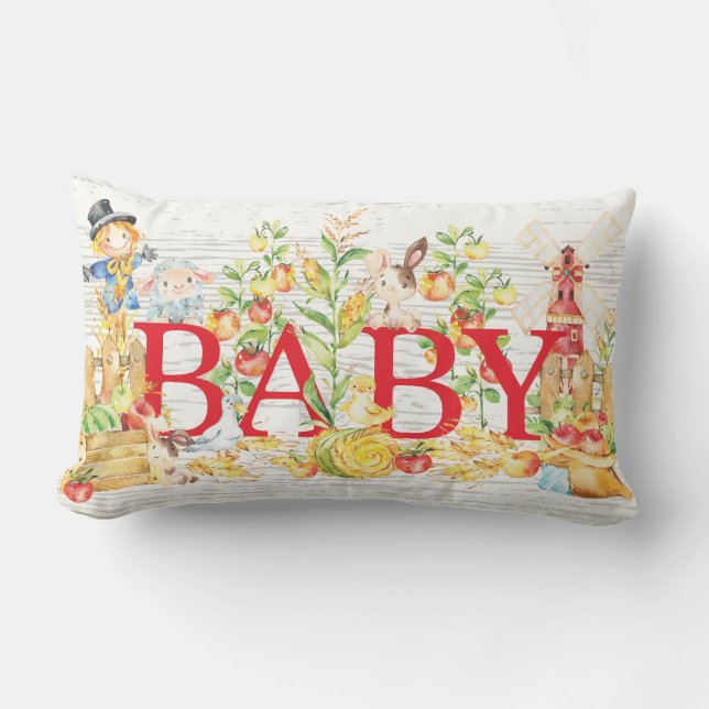 Farm Girl Boy Nursery Pillow (Front)