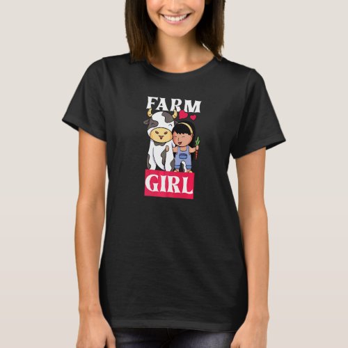 Farm Girl Farm Girl Peasant Sweet Girl With Cow T_Shirt