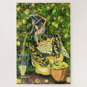 Farm Girl in Lemon Garden Makes Fresh Lemonade Jigsaw Puzzle