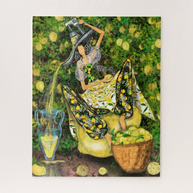 Farm Girl in Lemons Garden Puzzle Painting (Vertical)