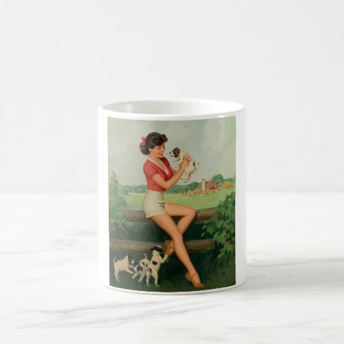 Farm Girl Pin Up Art Coffee Mug
