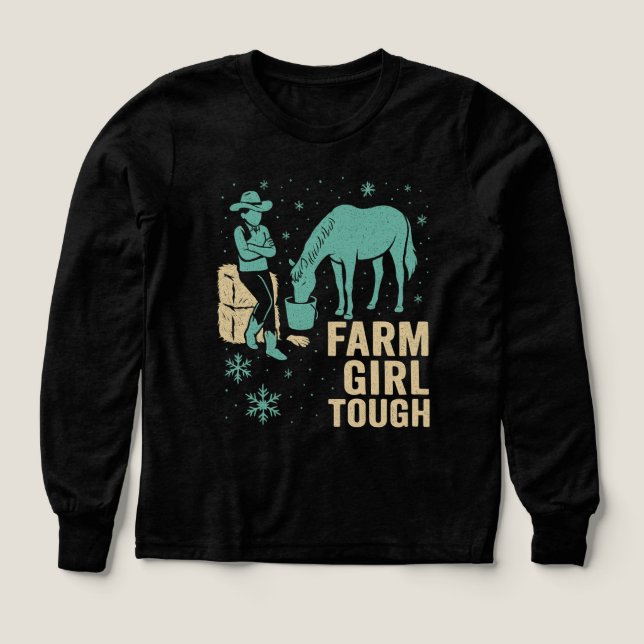 Farm Girl Tough Western long sleeve- Winter  Tri-Blend Shirts (Design Front)