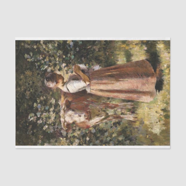 Farm Girl With Cow Romantic Farmhouse Scene Tissue Paper (Front)
