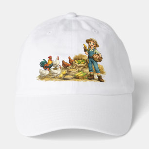 Farm girl with eggs, cute rustic country art hat