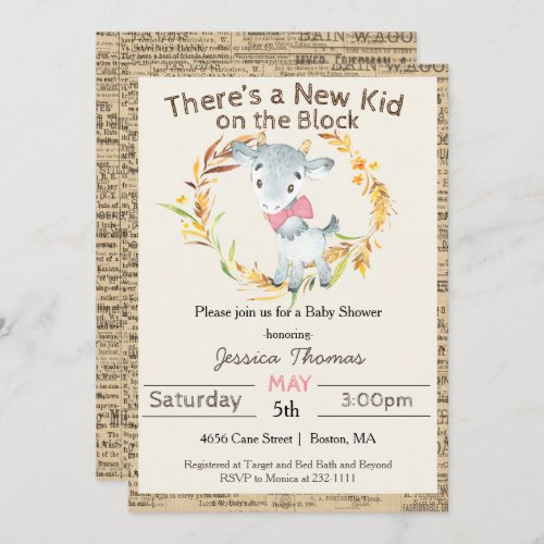 Farm Goat Girl Baby Shower Invitation