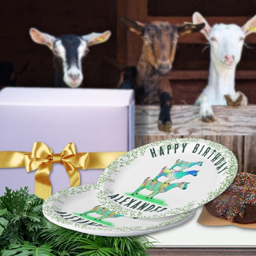 Farm Goats Colorful Animal Art Birthday Party Paper Plates