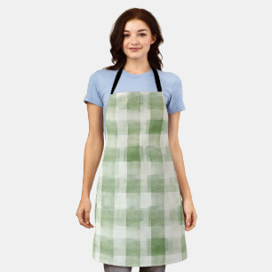Farm Green Cream Plaid Bridal Shower Apron