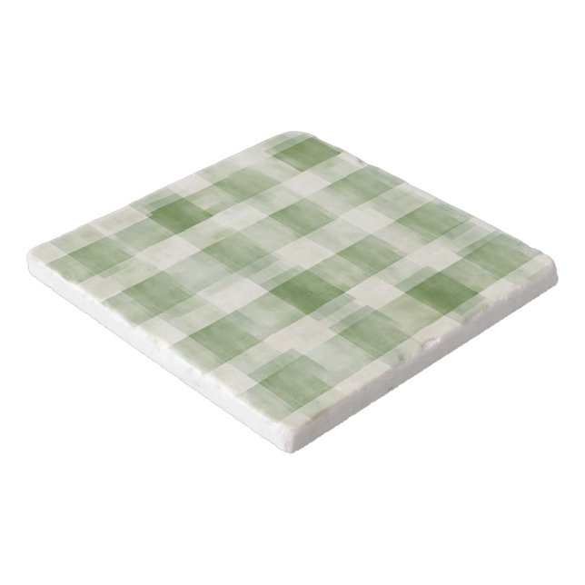 Farm Green Cream Plaid Bridal Shower Trivet (Corner)