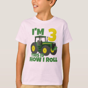 Farm Green Tractor 3rd Birthday Party Farmer Boy T-Shirt