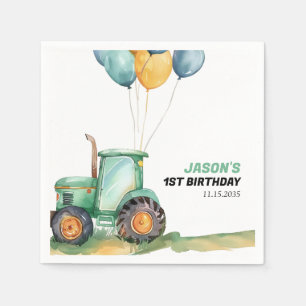 Farm Green Tractor Birthday Napkins