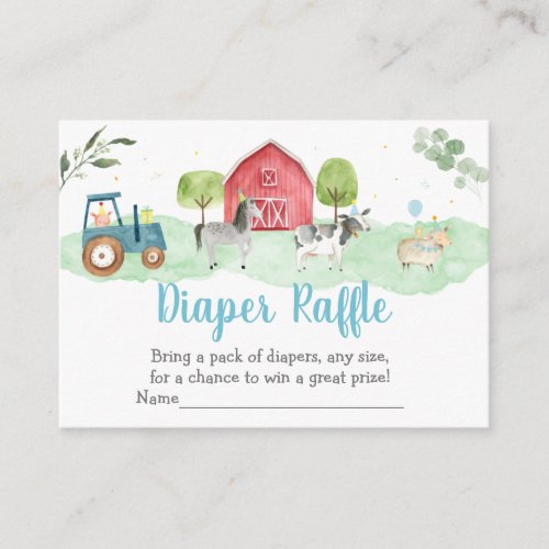 Farm Greenery Baby Shower Diaper Raffle Cards