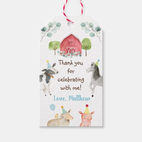 Farm Greenery Barnyard Birthday Gift Tags