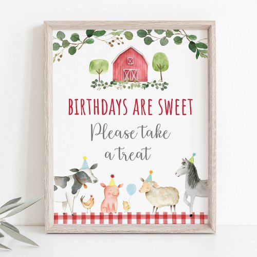 Farm Greenery Birthday Treat Sign