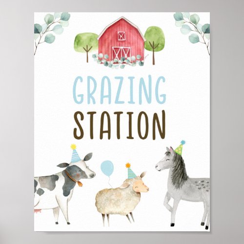 Farm Greenery Grazing Station Birthday Sign