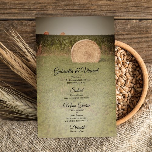 Farm Hay Bales Country Wedding Menu