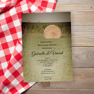 Farm Hay Bales Country Wedding Rehearsal Dinner Invitation