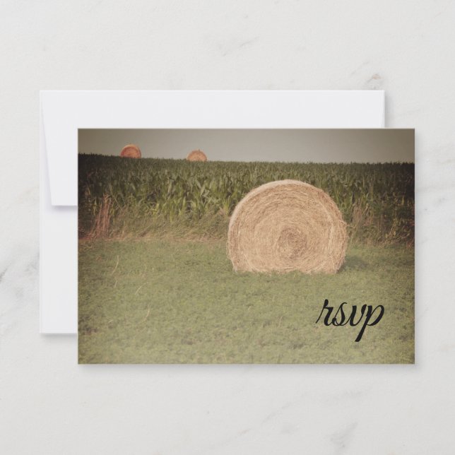 Farm Hay Bales Country Wedding RSVP (Front)