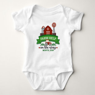 Farm Help on the Way Pregnancy Reveal Baby Bodysuit