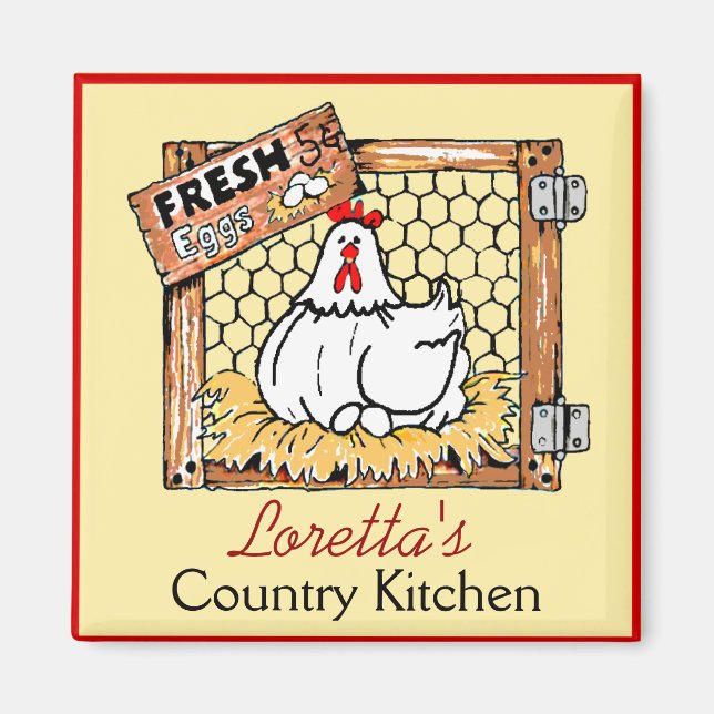 Farm Hen Country Kitchen Personalized Magnet (Front)
