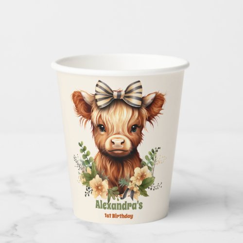 Farm Holy Cow Highland 1st Birthday Paper Cups