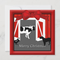 Farm Homestead Barn Animals Christmas Greeting Holiday Card