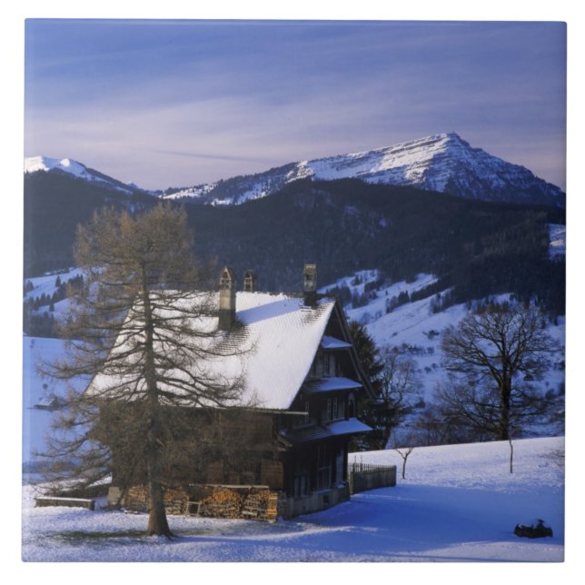 Farm house and Mount Rigi and Pilatus, Tile (Front)