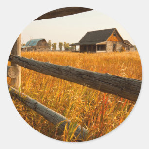 Farm House And Rail Fence In Grand Teton Classic Round Sticker