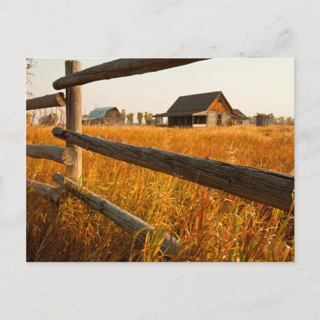 Farm House And Rail Fence In Grand Teton Postcard (Front)