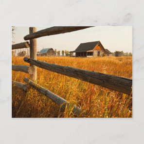 Farm House And Rail Fence In Grand Teton Postcard