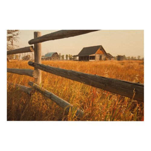 Farm House And Rail Fence In Grand Teton Wood Wall Decor