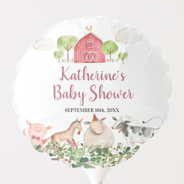 Farm House Animals Barnyard Birthday Baby Shower Balloon (Front)