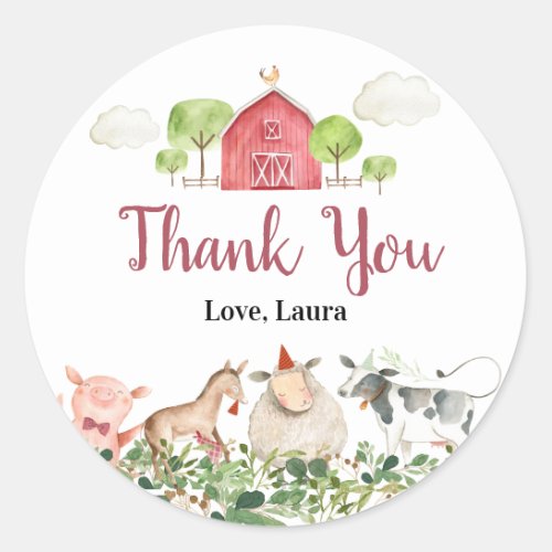 Farm House Animals Barnyard Classic Round Sticker