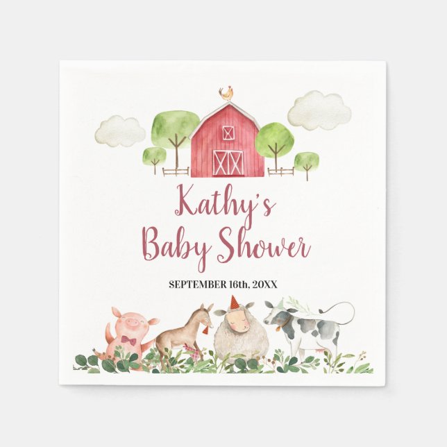 Farm House Animals Barnyard Greenery Napkins (Front)