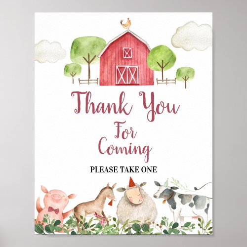 Farm House Animals Barnyard Thank you for coming Poster