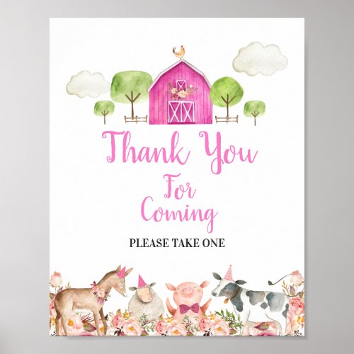 Farm House Animals Barnyard Thank you for coming Poster