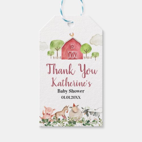 Farm House Animals Barnyard Thank You Gift Tags