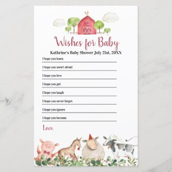 Farm House Animals Barnyard Wishes For Baby by HappyPartyStudio at Zazzle