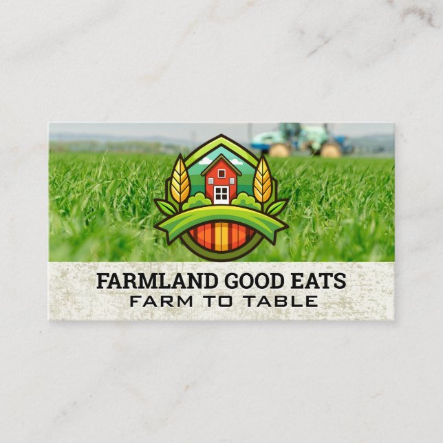 Farm House Logo | Grass | Tractor Business Card (Front)