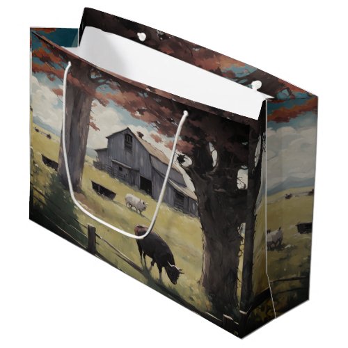 Farm house watercolor wrapping paper sheets large gift bag
