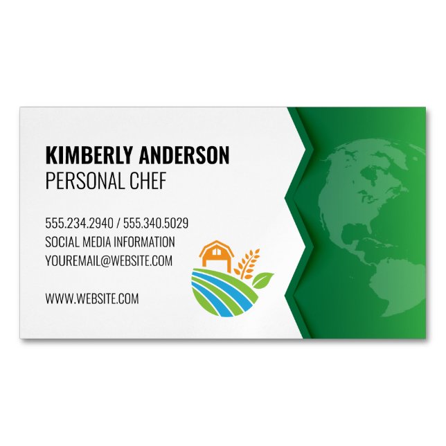 Farm Icon | Green Earth Business Card Magnet (Front)