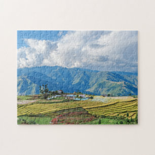 Farm in Bhutan eastern mountains - Himalaya Jigsaw Puzzle