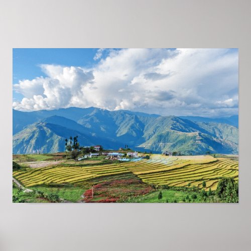 Farm in Bhutan eastern mountains _ Himalaya Poster