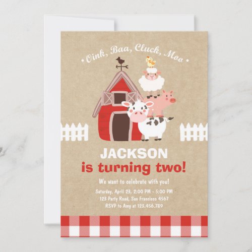 Farm Invitations Birthday Old McDonald Country