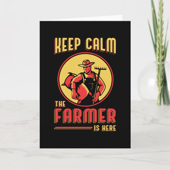 Farm Keep Calm Farmer Farming Tractor Funny Gift Card (Front)