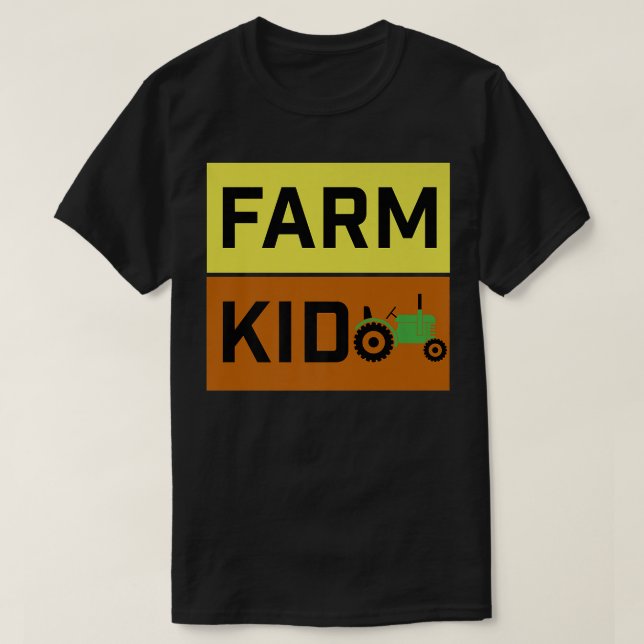 Farm Kid Farmer Tractor Barn Chick Cow Pig Crop Fa T-Shirt (Design Front)