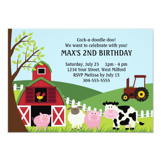 Farm Kids Birthday Invitation