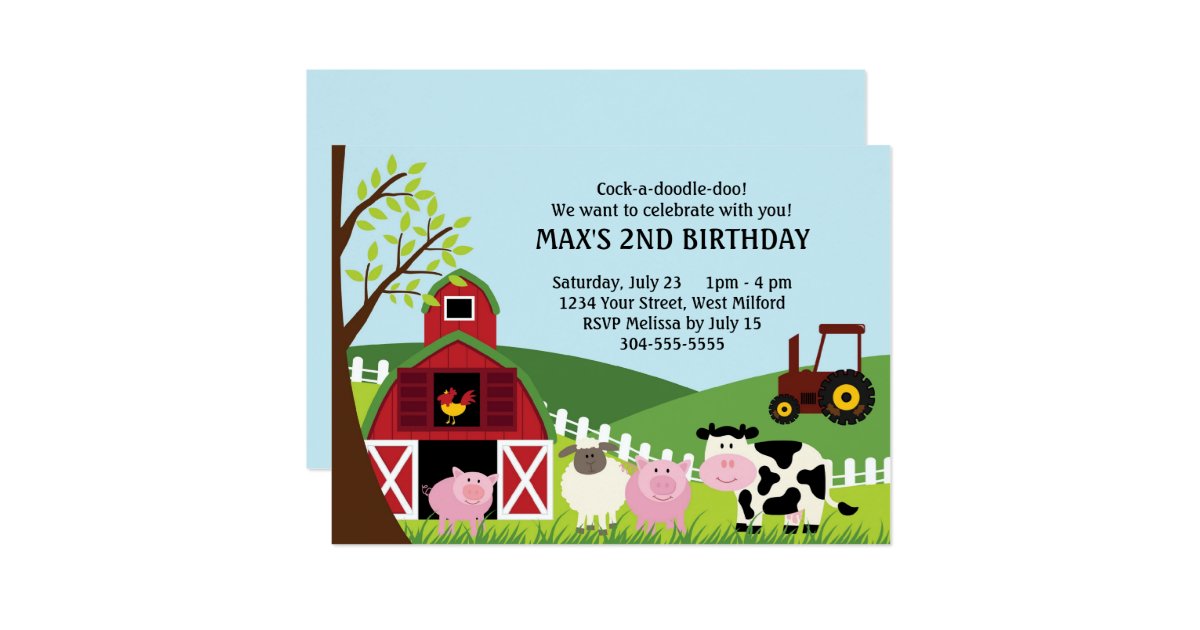 Kids Farm Birthday Invitations 3