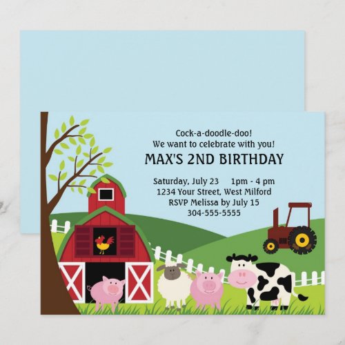 Farm Kids Birthday Invites