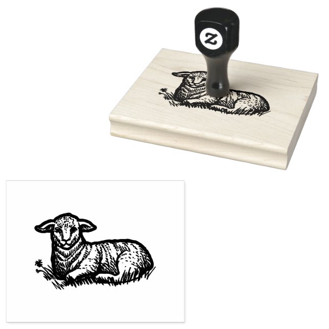  Farm Lamb Wood Handle Art Stamp (Stamped)